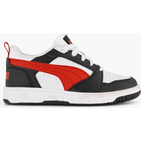 Puma Rebound V6 Lo Sneakers Kinder Schuhe | White/Red/Black | Größe: 33