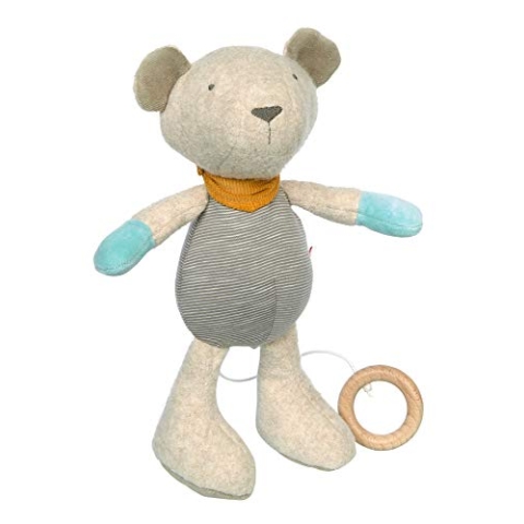SIGIKID 42667 Spieluhr Bär Gold Collection Mädchen und Jungen Babyspielzeug empfohlen ab Geburt grau/blau