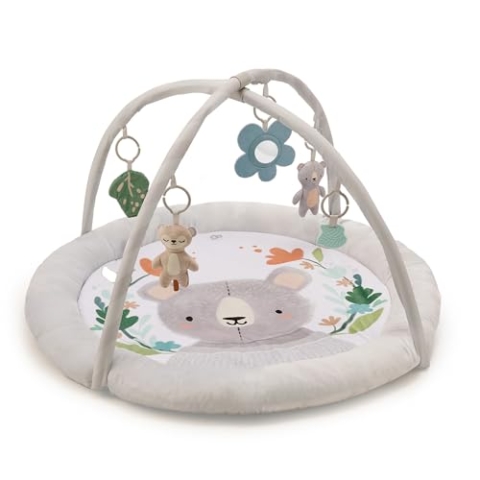 Kinderkraft COZYPLAY Spielmatte für Babys, Spieldecke mit Aktivierende 4 Spielzeugen, Praktisch - maschinenwaschbar, 2 weiche Spielbögen, Komfortable Lagerung