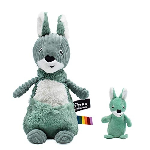 Les Deglingos – Allezou Kangurou Maman/Baby – Plüschtier extra weich – Geschenk zur Geburt oder Geburtstag Weihnachten – 33 cm – Grün