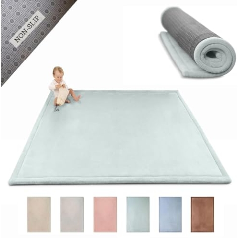Wolkenweiche Spielmatte Baby 200x150x2,5cm, grün – Kinderzimmer Teppich mit hochwertigem Memory-Schaum – Krabbelmatte Baby mit Rutschfester Unterseite – Krabbeldecke, Kinderteppich, Tatami Matte