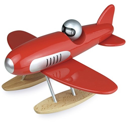 Vilac Holz Wasserflugzeug Spielzeug, Ermutigen Sie fantasievolles Spielen, Tolle Kindergarten-Ergänzung, Spielzeug Holzfahrzeug, Rot, ab 3 Jahren