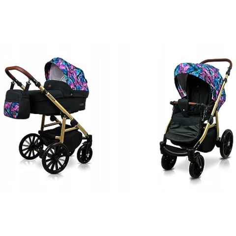 BabyLux® Bambimo Kinderwagen Set 2 in 1 - Aspero - incl. Babywanne, Buggy Sportsitz - Kinderwagenset - Kombikinderwagen mit Wickeltasche, Regenschutz, Moskitonetz, Cupholder usw.