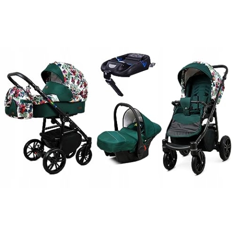 BabyLux® Kinderwagen Set 4 in 1 - Color Lux - incl. Babywanne, Buggy Sportsitz, Auto-Babyschale, ISOFIX-Basisstation - Autositz - Kinderwagenset - Kombikinderwagen mit Wickeltasche usw.