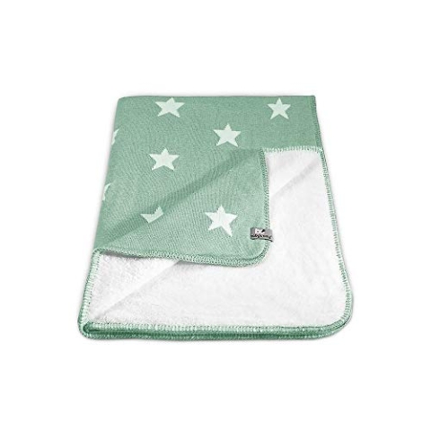 Baby's Only 821192 Kinderdecke Stern mit Teddyfutter mint / Weiß 100x130 cm