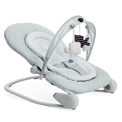 Chicco Hoopla Babywippe, bequeme und animierende Wippe, mit Spielbar und Textilanhängern, 4-fach verstellbar, modular und kompakt, von 0 Monaten bis 18 kg