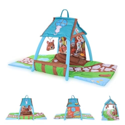 Lorelli Little House Spielmatte, mit Spielbogen, Spielzeugtieren, Teich und Haus, Mehrfarbig