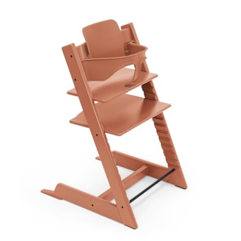 Stokke Tripp Trapp Hochstuhl, Terracotta - Inklusive Stuhl + Baby Set2 für Kinder von 6-36 Monaten - Verstellbar, ergonomisch & leicht zu reinigen