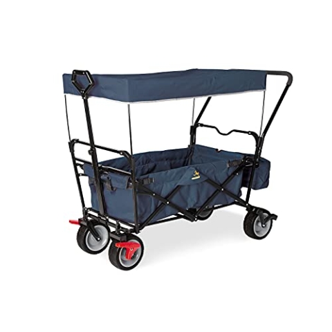 Pinolino 238021 Klappbollerwagen Paxi DLX Comfort mit Bremse, Sonnendach, Tragetasche, komfortabler Schiebegriff, Tragfähigkeit 70 kg, Marineblau, 134 x 59 x 102