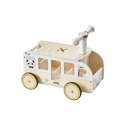 VERTBAUDET HANOï Kuscheltier Bus aus Holz, mehrfarbig