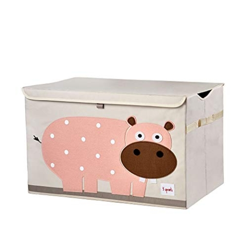 3 Sprouts Spielzeugkiste mit Deckel – Aufbewahrungsbox für Kinderzimmer, Spielzeugbox für Kinder, Spielzeug Kiste - Nilpferd