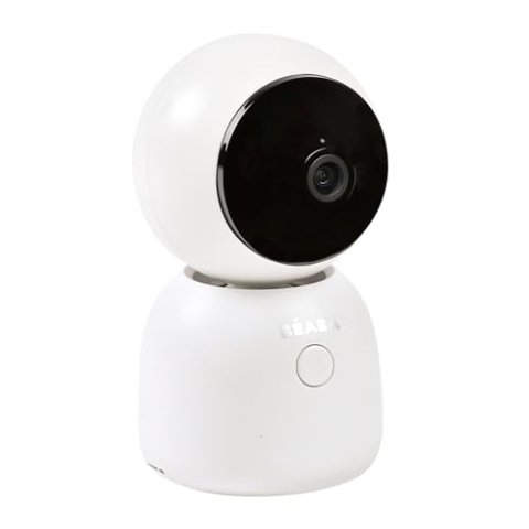 BÉABA, Baby Zusatzkamera, 720p-HD-Bildschirm, 360°-Kamera, Nachtsicht, Handy-App, Nachtlicht, Walkie-Talkie, Schlaflieder, Thermometer und Luftfeuchtigkeitskontrolle, Zen Night Light Weiß