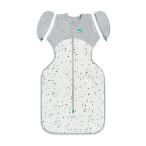 Love To Dream Baby Übergang Pucksack, idealer Stoff für milde Temperaturen (18-24°C), Groß (8,5-11 kg), Patentiertes Abnehmbares Flügel Design, Schlafsack Baby Winter Herbst, Weiß
