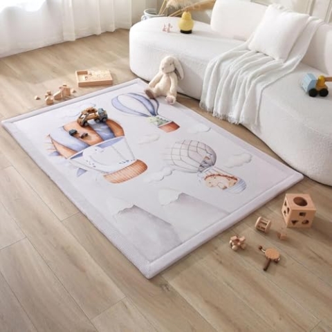Wolkenweiche Spielmatte Baby 170x120x2,5cm – Kinderzimmer Teppich mit hochwertigem Memory-Schaum – Krabbelmatte Baby mit Rutschfester Unterseite – Krabbeldecke, Kinderteppich, Tatami Matte