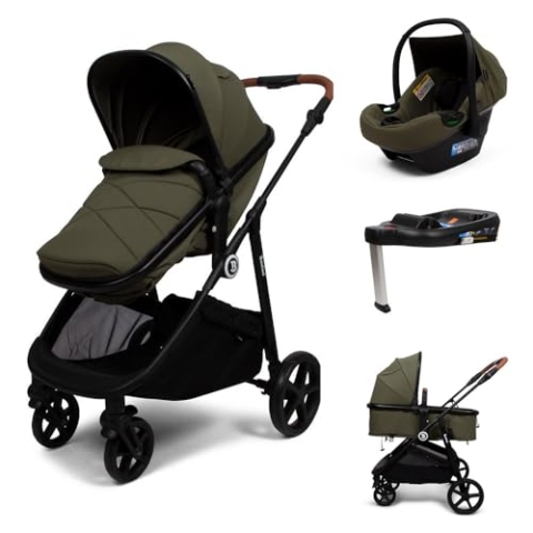 Baninni 4-in-1 Kinderwagen mit Multi-Stands mit Autositz und Basis Nelia, Grün