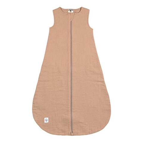 LÄSSIG Baby Sommerschlafsack ohne Ärmel Musselin Baumwolle GOTS zertifiziert/Muslin Baby Sleeping Bag GOTS maple, 74/80