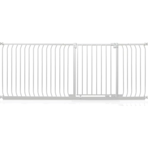 Safetots Elite Sicherheitsschutzgitter, 207cm - 216cm, Mattweiß, Treppenschutzgitter mit Druckmontage, Sicherheitsbarriere, Einfache Installation