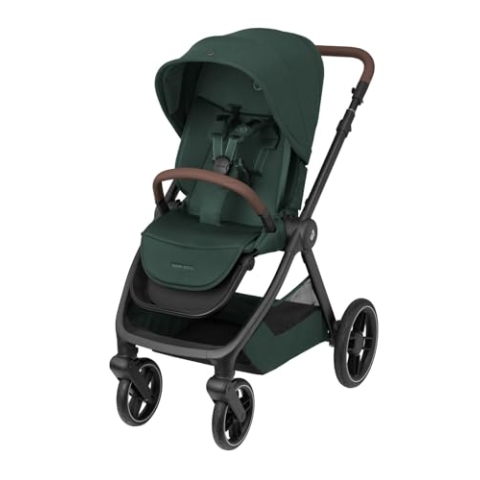 Maxi-Cosi Oxford Baby Kinderwagen, 0–4 Jahre, 0–22 kg, kompakt zusammenklappbar, Geräumiger Sitz, Sanfte Federung, 3 Liegepositionen, 10 kg großen Aufbewahrungskorb, Twillic Green