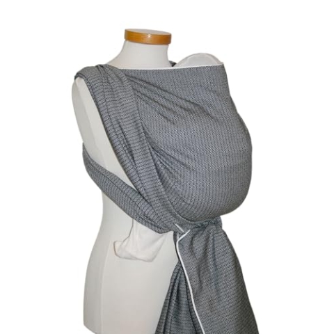 Storchenwiege Baby Tragetuch, 100% Baumwolle, deutsche Produktion, ab Geburt bis ca. 25kg (Schwarz-Weiß, 5,2)
