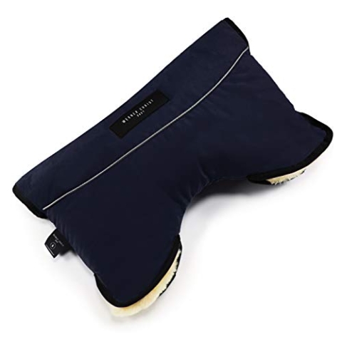 Kinderwagen-Muff aus Lammfell von WERNER CHRIST BABY - MOFFY ist der ideale Handwärmer für Buggys aus medizinischem Fell, einfache Handhabung, Handmuff in Navy (dunkelblau)