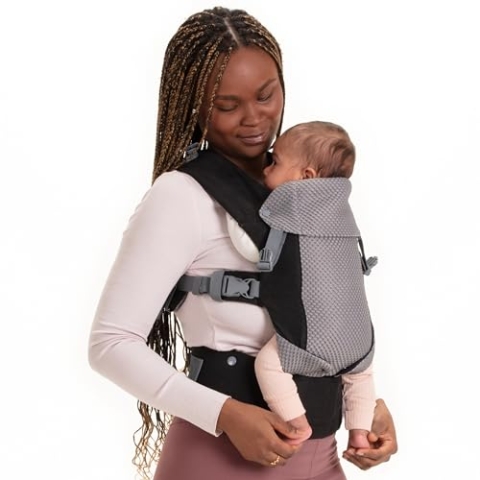Beco Gemini Cool Babytrage Neugeborene ab Geburt bis Kleinkind - 4 Tragepositionen, Baby Trage, Babytrage ab Geburt, Ergonomischer Baby Carrier mit verstellbarem Sitz, 3-16 kg (Schwarz)