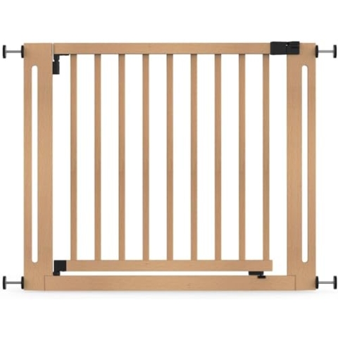 Safetots Naturholz Elegance Treppenschutzgitter, Natur, 95cm - 103cm, Druckmontage Sicherheitsgitter, 73cm Extra Breite Türöffnung, Einteiliges Extra Breites Gitter für Treppen, Flure und Türen