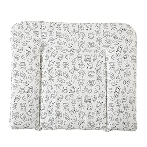 Geuther 5835 Wickelmulde Lena Passung: 85 x 75 cm Wickeltischunterlage geeignet für Wickelregal Clarissa & andere Wickeltische mit erhöhtem Rand und Kopfschutz abwaschbar Monster