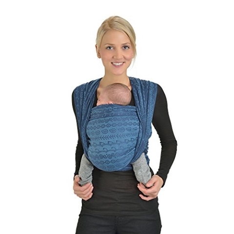 Hoppediz gewebtes Baby-Tragetuch ab Geburt, 100% Baumwolle, Darjeeling aquamarin 5,40 m