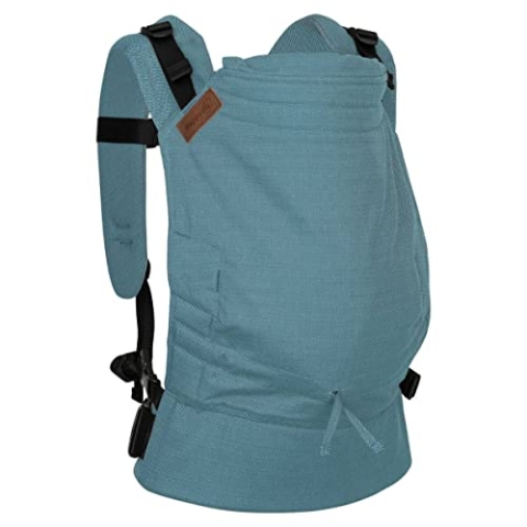 Hoppediz Buckle - Babytrage für Neugeborene ab Geburt - Fullbuckle Tragehilfe mit 2 Schnallenpositionen - mitwachsend bis 20 kg - Design Ibiza