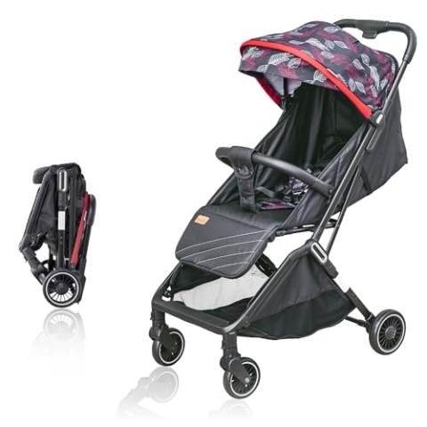 MOON Pronto Autofold Kinderwagen – Automatisch Leicht Faltbare Tragbare Kinderwagen – Leichte Baby Reise Buggy – Kompakter Kinderwagen – Ab 0 Monaten, 0-18 kg – Feather Black