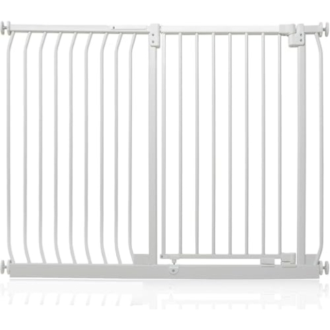 Safetots Extra Hohes Elite Sicherheitsschutzgitter, 134cm - 143cm, Matt Weiß, Extra hohe 96.8cm Höhe, Treppenschutzgitter mit Druckmontage, Sicherheitsbarriere, Einfache Installation