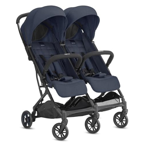 Inglesina Twin Sketch Zwillingskinderwagen, Blau, Ultraleicht und Kompakt, Ideal für Zwillinge oder Geschwister, Hoher Komfort, bis zu 15 kg