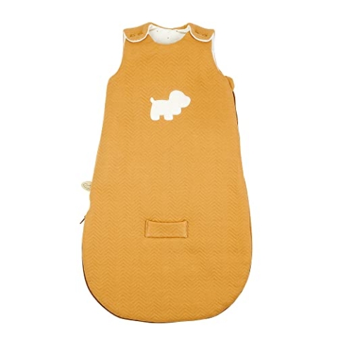 Nattou Baby-Schlafsack für den Sommer, Hund Charlie, 70 cm, Vegan, Jacquard (Außen), Baumwolle/Polyester, Karamell