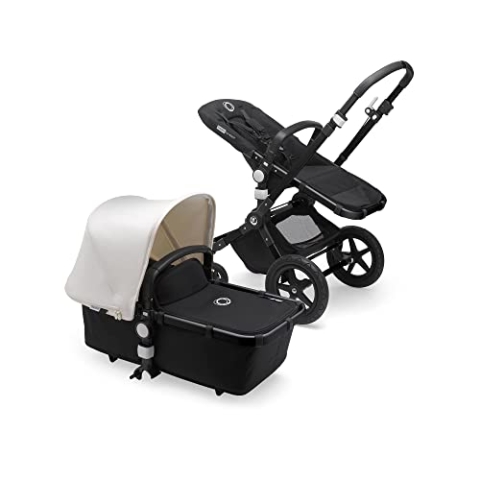 Bugaboo Cameleon 3 Plus: Vielseitiger 2-in-1 Kinderwagen mit drehbarem Lenker für eine komfortable Fahrt, Liegewanne, 0-4 Jahre, schwarzes Fahrgestell & grau meliertes Sonnendach