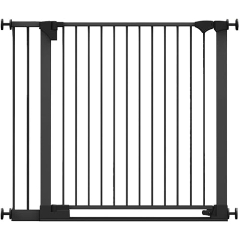 Safetots Sicherheitsstuffen Treppenschutzgitter, Schwarz, 110cm - 117cm, Extra Niedrige Durchgangshöhe, 81cm Extra Breite Türöffnung, Extra Breites Gitter für Treppen, Baby und Kleinkind