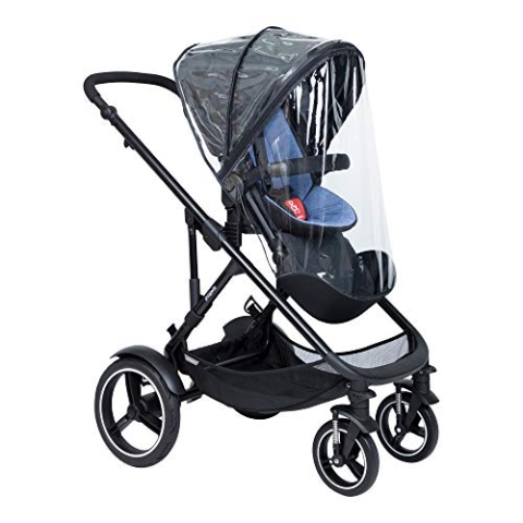 phil&teds Regenverdeck 2019 für Voyager(TM) und Double Kit(TM) - Wasserdicht - Strollerregenschutz - Schutzhaube - Clear/Black/Gray