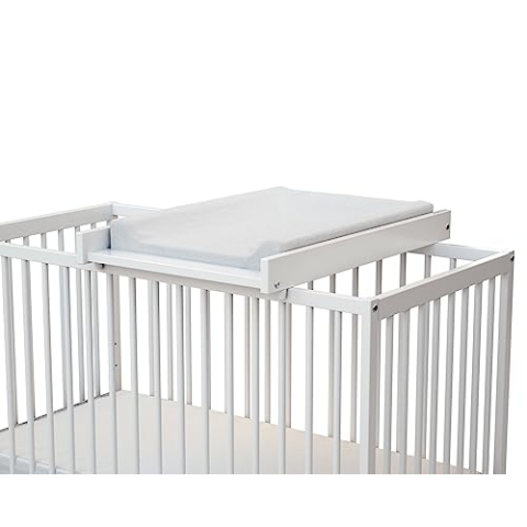 AT4 - ESSENTIEL Wickeltisch Weiß | Wickeltisch für Babybett 60x120cm | Sichere Installation | Leicht | Praktisch | Praktisch | Platzsparend