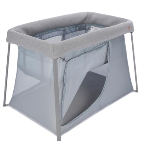 BÉABA, Reisebett 3 In 1, Babybett, Beistellbett, Laufstall, mitwachsend, Leicht - 6,8Kg, Faltbar, Kompakt, Transporttasche & Matratze inklusive, atmungsaktiver Stoff, Oeko-Tex, Meliertes Grau/Galet