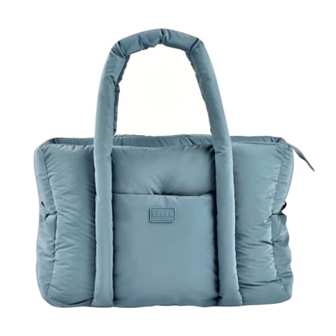 BÉABA, Wickeltasche Bebe, Ultra praktisch, 10 Innen- und Außentaschen, integrierte Kinderwagenbefestigung, herausnehmbare Wickelunterlage, Kühltasche, Paris Puffy Tasche, Baltic Blue