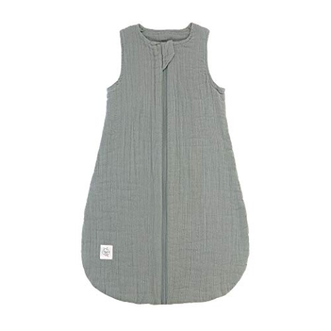 LÄSSIG Baby Sommerschlafsack ohne Ärmel Muslin Baumwolle GOTS zertifiziert unisex/Muslin Sleeping Bag green, Größe 86/92 13-18 Monate