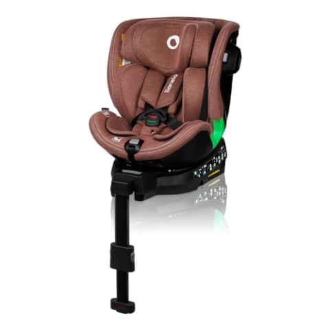 LIONELO HARMONY I-SIZE Drehbarer Kindersitz 360° für Kinder von 40-150 cm, Montage mit ISOFIX + Stabilisierungsbein, Kopfstützen- und Rückenverstellung, Dri-Seat Reduktionseinlage