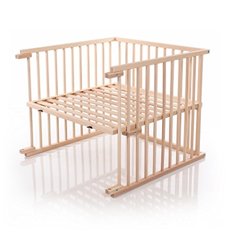 babybay Kinderbett Umbausatz für Beistellbetten stufenlos verstellbar passend für Modell Maxi und Boxspring / Babybett Größe: 140 cm x 89 cm aus massivem Buchenholz (natur unbehandelt)