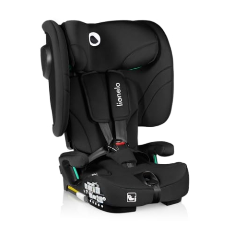 LIONELO NELLY I-SIZE Faltbarer Kindersitz 76-150 cm (ca. 15 Monate - 12 Jahre) Gruppe 1 2 3 Einbau mit ISOFIX und TT-Gurt hinten, Seitenschutz, Kopfstützen- und Rückenlehnenverstellung