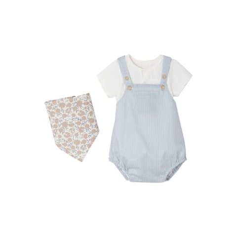 VERTBAUDET Baby-Set: Kurzoverall, Body & Halstuch wollweiß 56
