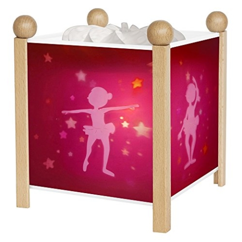 Trousselier - Ballerina - Nachtlicht - Magische Laterne - Ideales Geburtsgeschenk - Farbe Holz natur - animierte Bilder - beruhigendes Licht - 12V 10W Glühbirne inklusive - EU Stecker