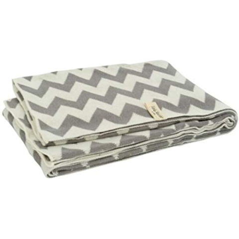 Little Naturals 516-522-00058 Gestrickte Decke, 100 X 150 cm, Chevron grau/off-white