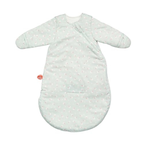 Nattou Babyschlafsack für Herbst und Winter, Aus Baumwolle, TOG 2, Ca. 60 cm, 0-3 Monate, Mila, Zoë und Lana, Hellgrün
