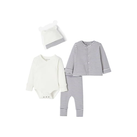 VERTBAUDET Bio-Kollektion: Mitwachsendes Baby-Set für Neugeborene, 4 Teile, personalisierbar blau 80