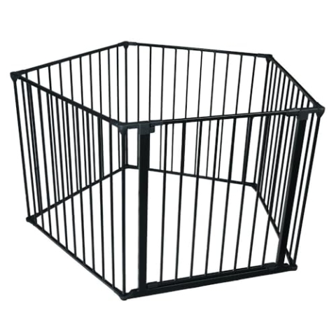 Safetots Premium MehrPanelSpielbereich, Pentagon, Schwarz, 70cm Hoch, 5 Panels, 1x72cm TürPanel und 4x72cm SeitenPanels, BabySpielplatz, Spielbereich für Kleinkinder, Großer Spielbereich