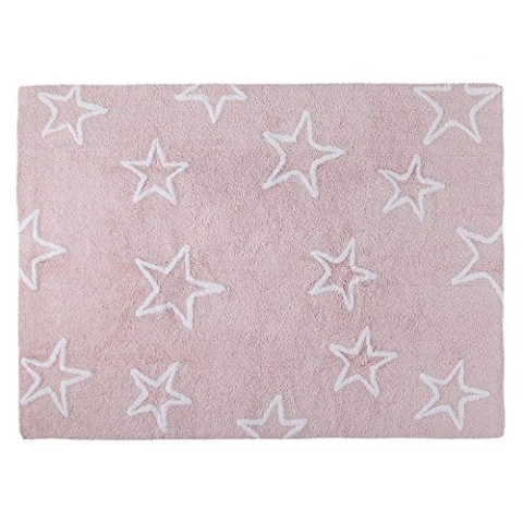 Happy Decor Kids -Waschbarer Teppich Stars 100% Natürliche Baumwolle -Rosa- 160x120 cm